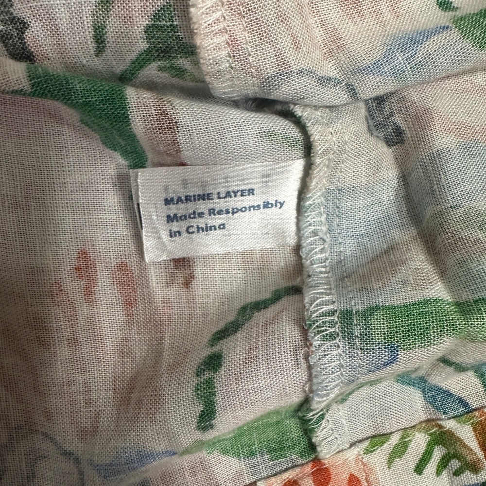 NEW Marine Layer Selene Maxi Dress 2026 Linen Blend Med Watercolor Palm Vacation - Picture 10 of 14